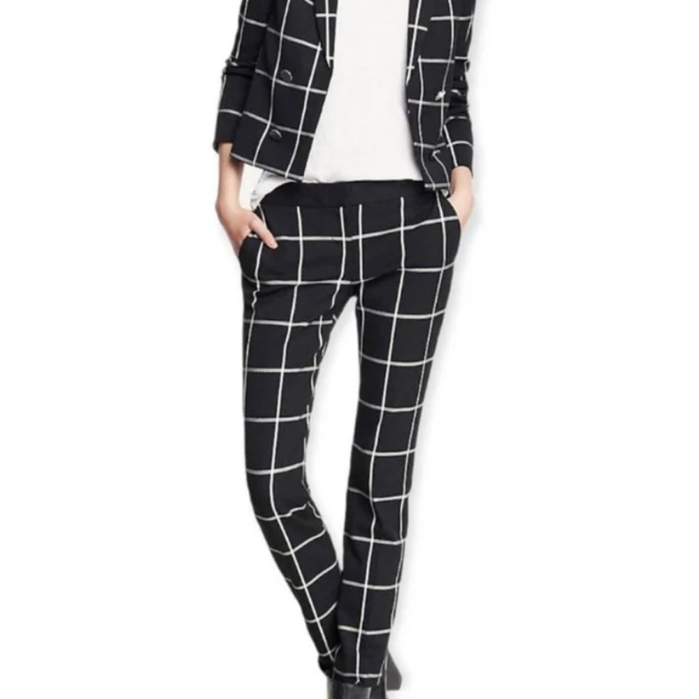 Express Windowpane Black And White Columnist Pants - image 3